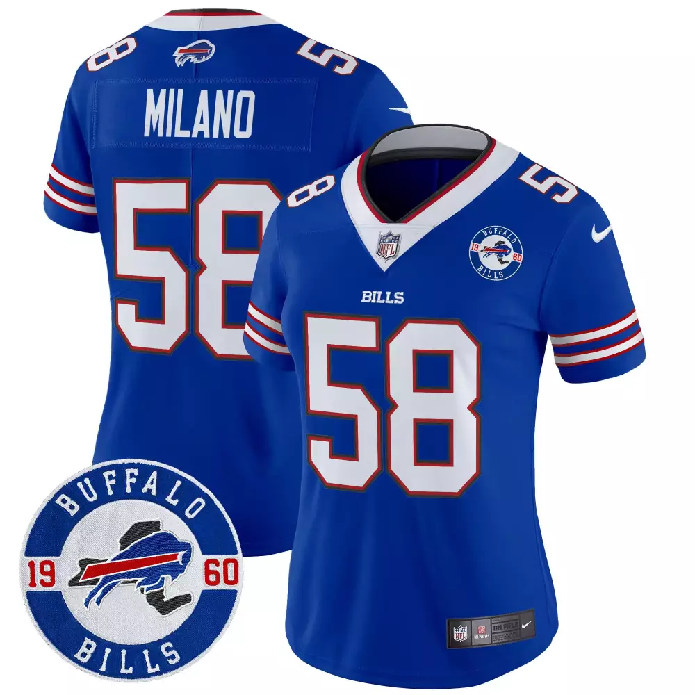 Matt Milano 58 Buffalo Bills Jersey Royal Blue 1960 Circular Men White Red Vapor