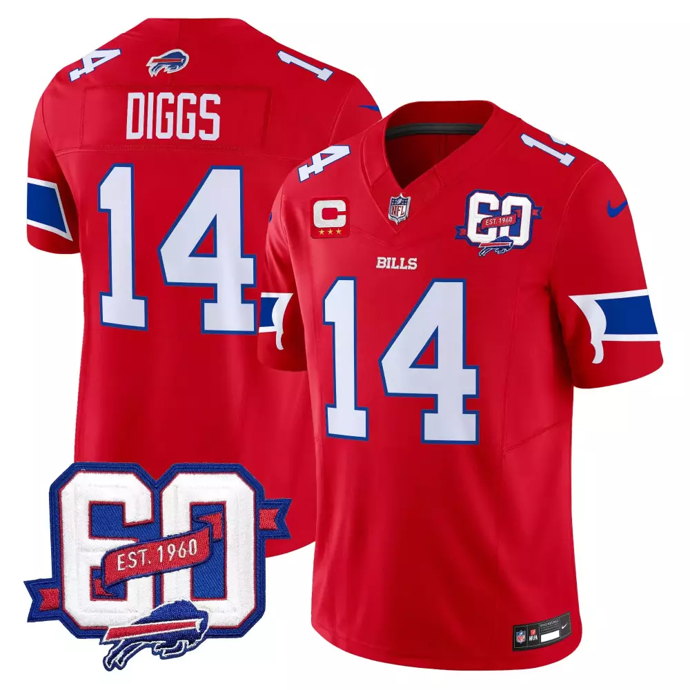 Stefon Diggs 14 Buffalo Bills Jersey Red 60th Anniversary 1960 Men Player White Blue