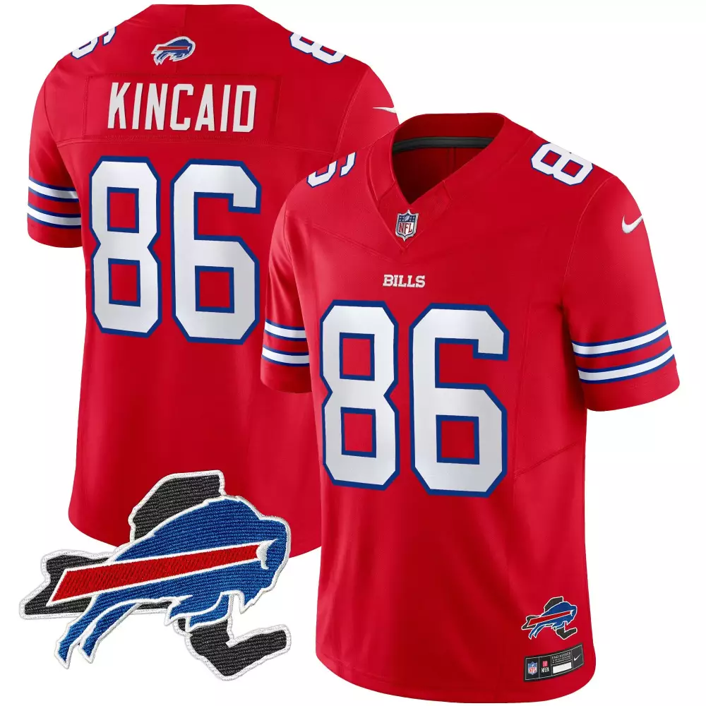 Dalton Kincaid 86 Bills Jersey Red Men White Blue Vapor Limited All Stitched