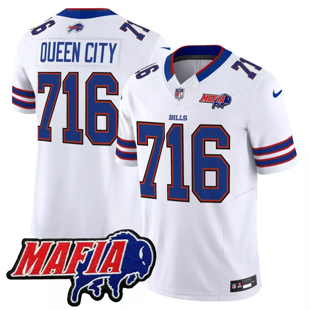 Queen City Buffalo Bills Jersey White Mafia Men Blue Red Stitched Vapor