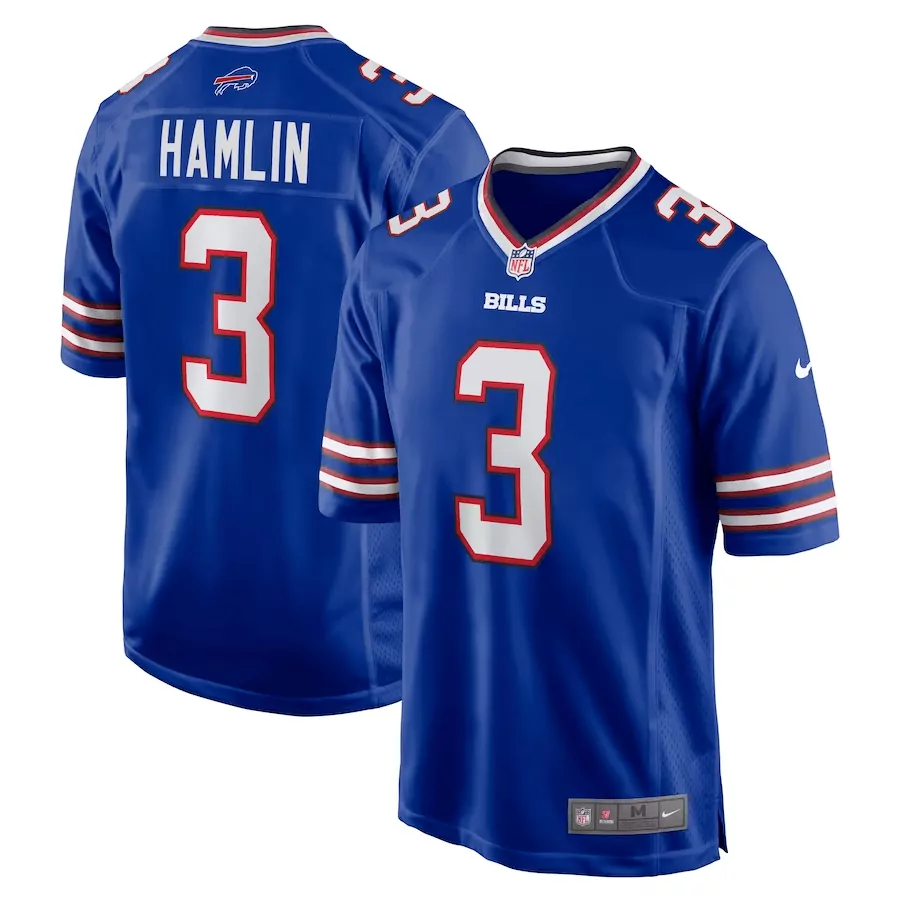Damar Hamlin 3 Bills Jersey Blue Men Replica White Red Stitched