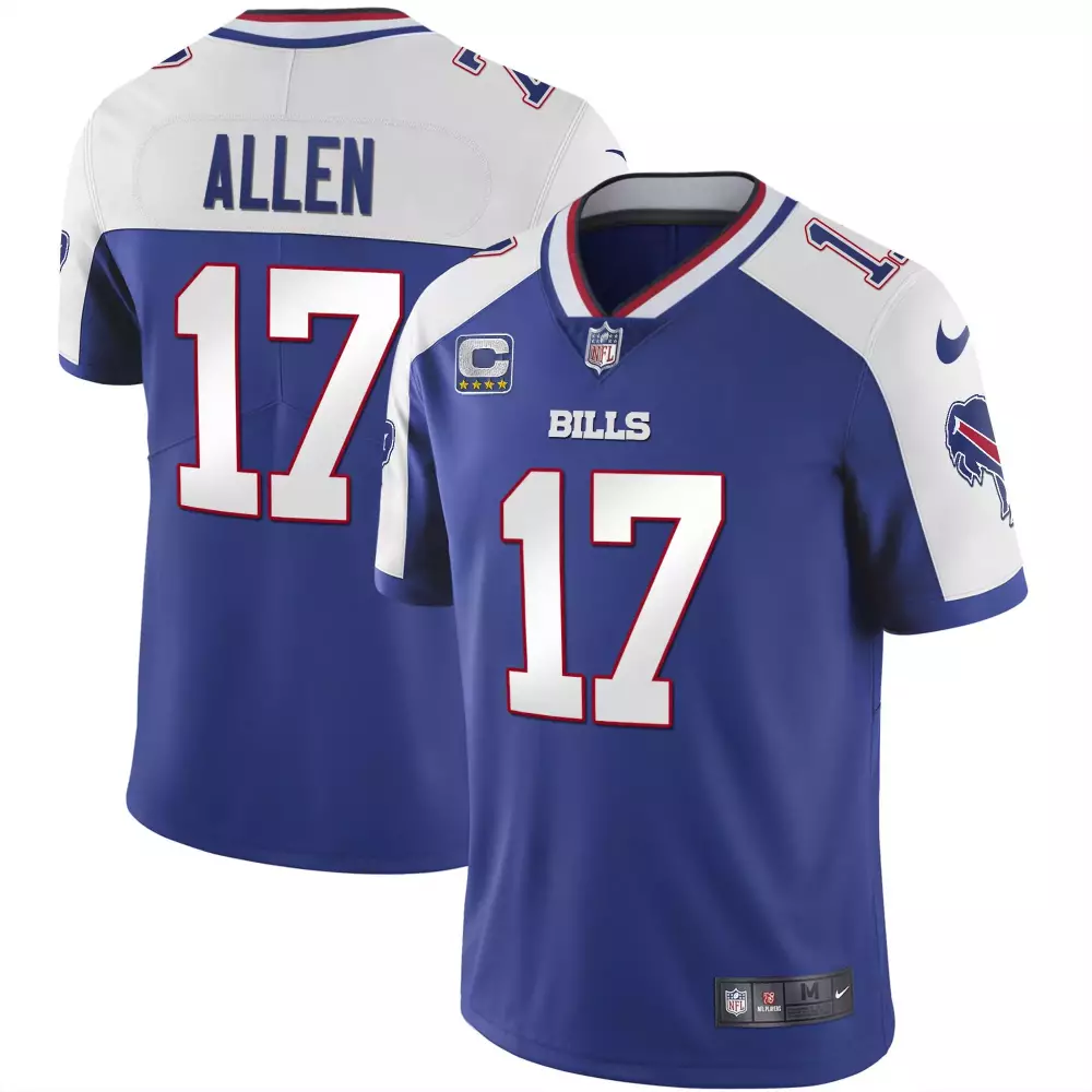 Josh Allen 17 Buffalo Bills Jersey Royal Blue (captain Patch) Men Replica White Red