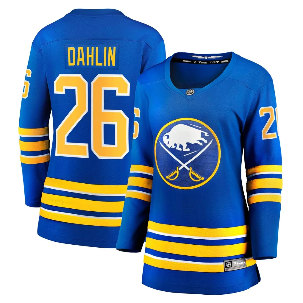 Rasmus Dahlin 26 Buffalo Sabres Jersey Blue Men Yellow White Home Breakaway