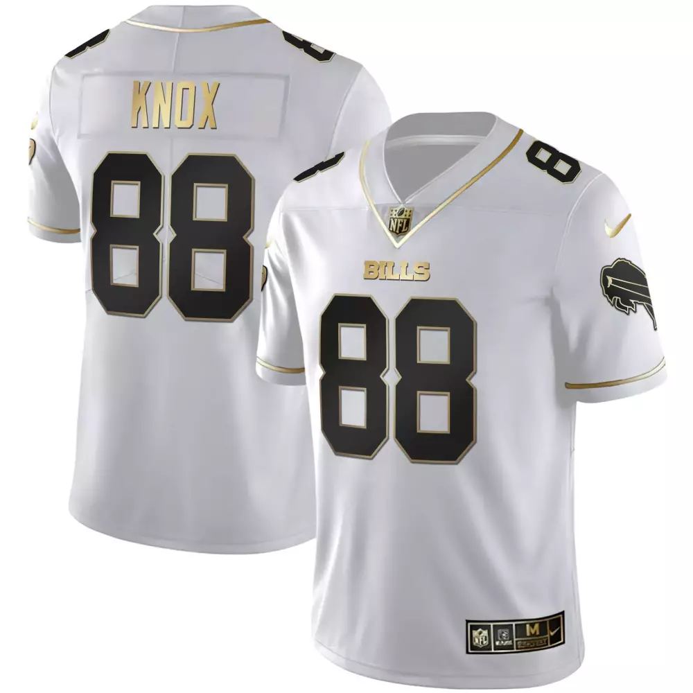 Dawson Knox 88 Bills Jersey White Men Alternate Black Gold All Stitched