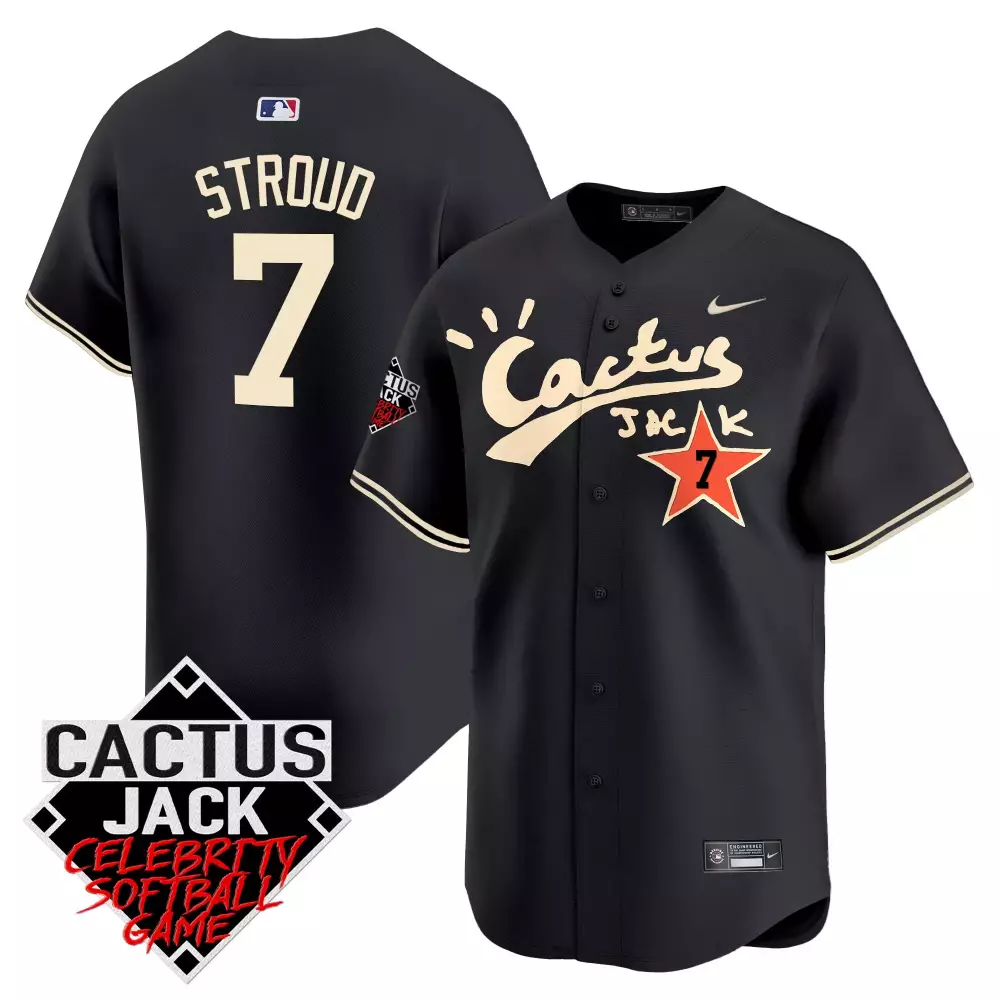 Stroud Celebrity 7 Cactus Jack Jersey Black Men Cream Red Game All Stitched Vapor