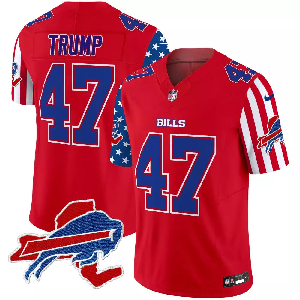 Donald Trump 47 Bills Jersey Red USA Men Blue White Vapor Limited All Stitched