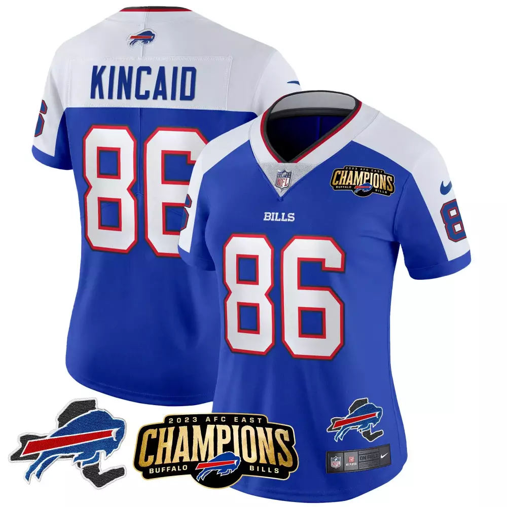 Dalton Kincaid 86 Buffalo Bills Jersey Royal Blue AFC East Champions 2023 Women Player