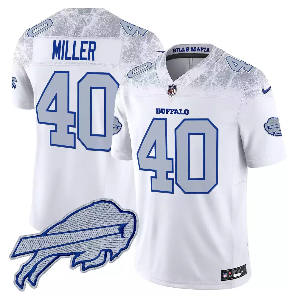 Von Miller 40 Buffalo Bills Jersey White Men Alternate Custom Design Blue Gray Vapor
