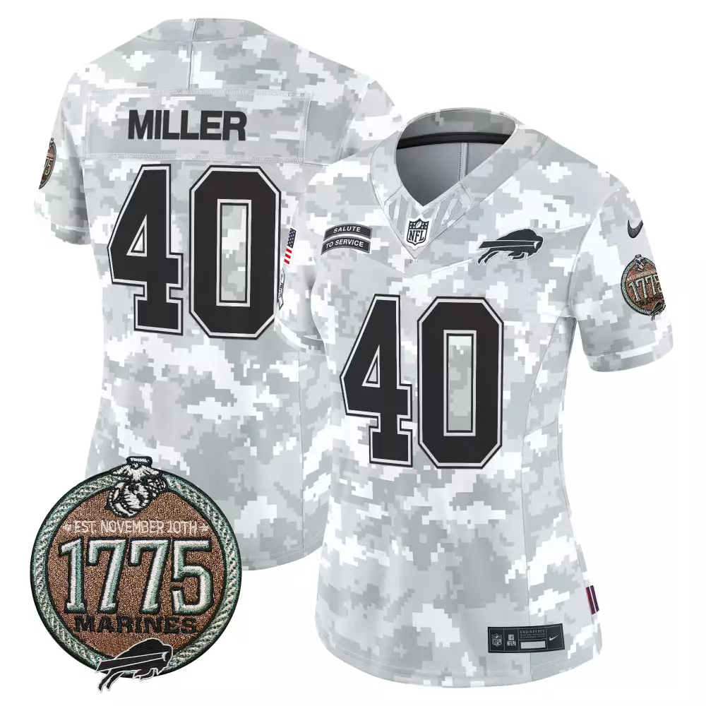 Von Miller 40 Buffalo Bills Jersey White Salute To Service 1775 Marines November 10th