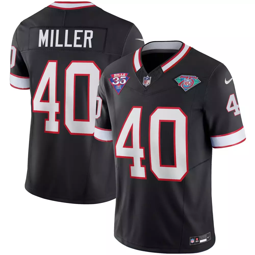 Von Miller 40 Bills Jersey Black 35 1960 1995 75TH Anniversary 1920 Men White Red