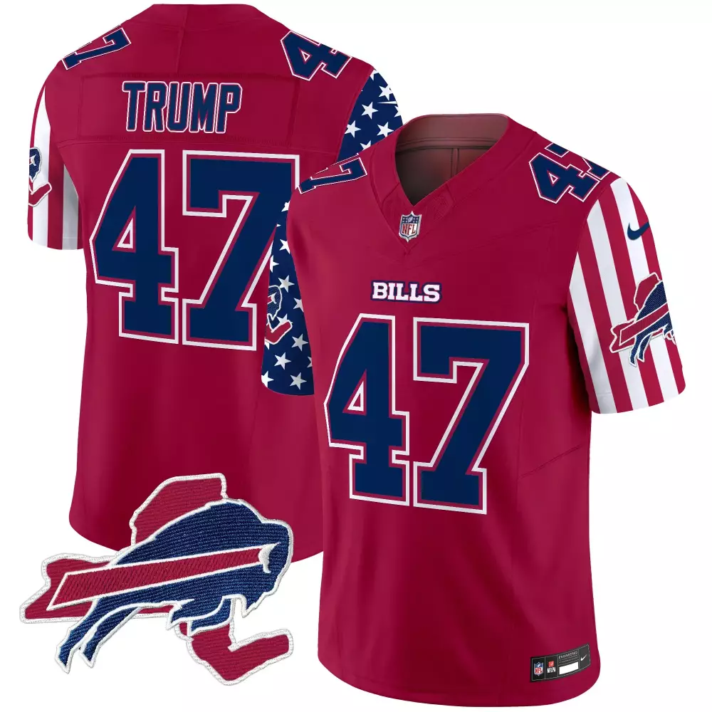 Donald Trump 47 Bills Jersey Red Men Split Design Blue White Vapor Limited v2 All