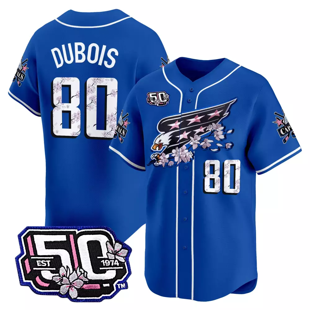 Pierre-luc Dubois 80 Capitals Jersey Blue Cherry Blossom 50th Anniversary Men White
