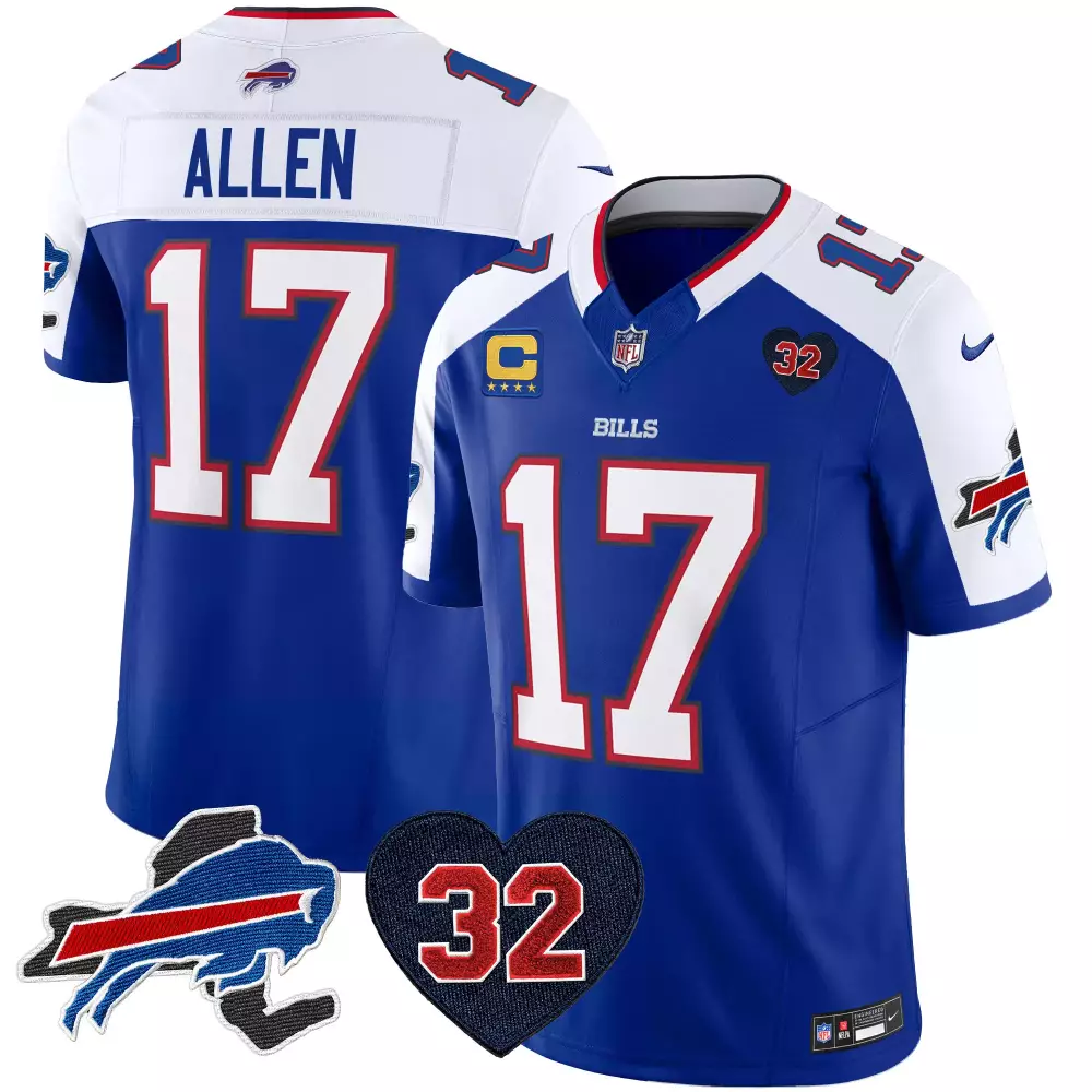 Josh Allen 17 Bills Jersey Royal Blue Heart 32 Men White All Stitched Vapor