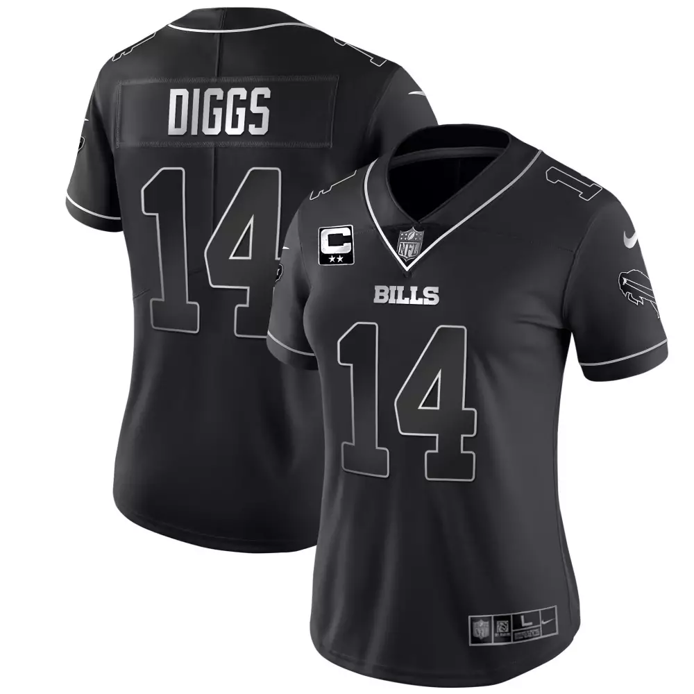 Stefon Diggs 14 Bills Jersey Black Men Replica Silver All Stitched Vapor