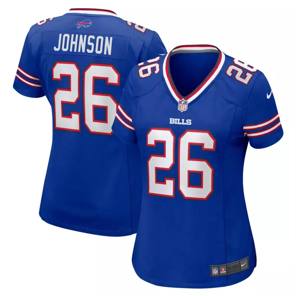 Ty Johnson 26 Bills Jersey Blue Women Replica Red White Game