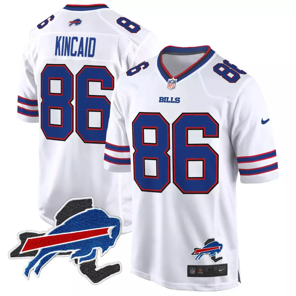 Dalton Kincaid 86 Buffalo Bills Jersey White Men Authentic Royal Blue Red Game All