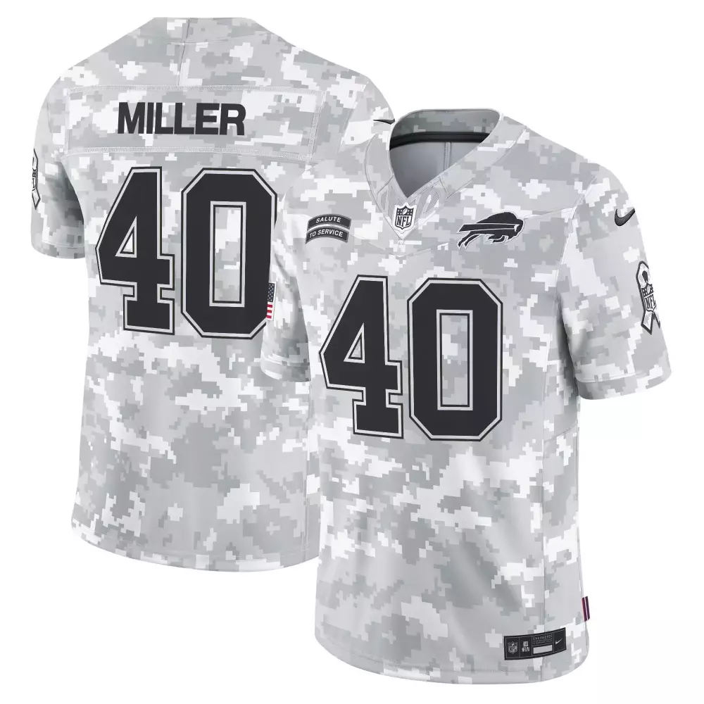 Von Miller 40 Buffalo Bills Jersey White Salute To Service American Flag Men NFL
