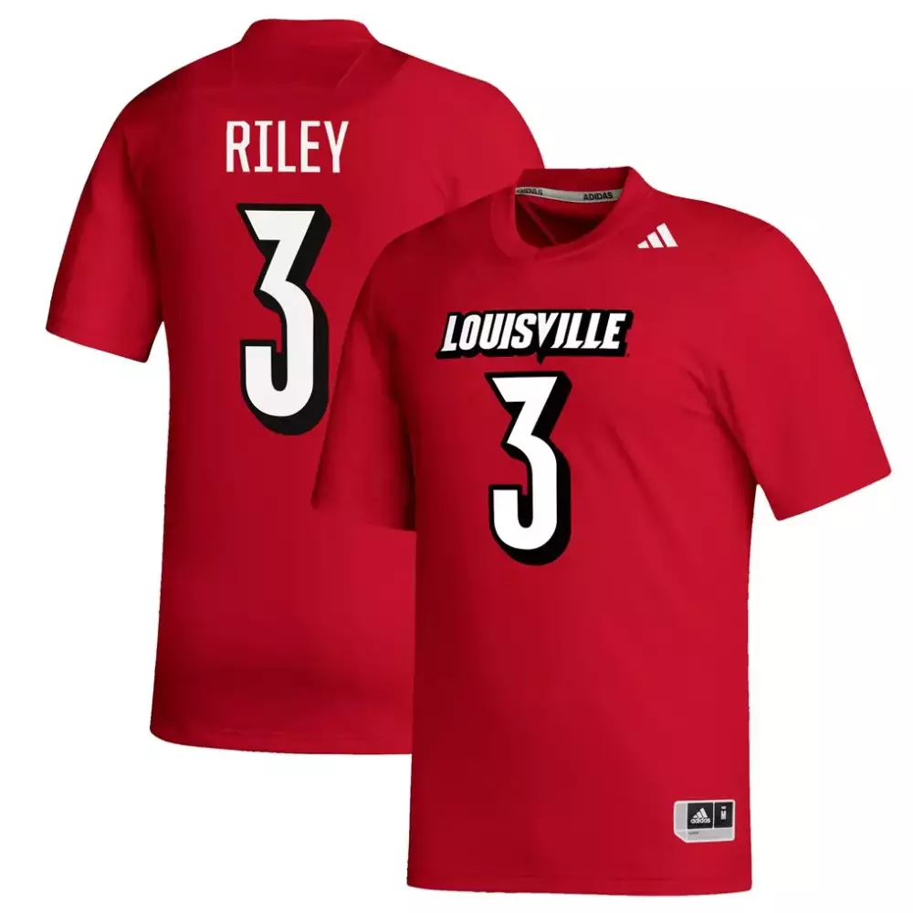Quincy Riley 3 Jersey Red Louisville Cardinals Men Authentic White Black Replica