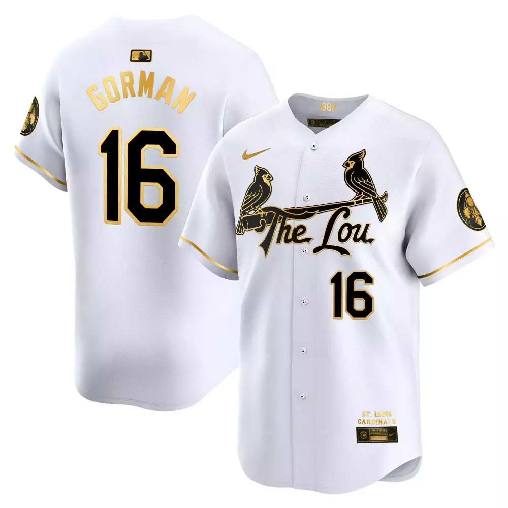 Nolan Gorman 16 Jersey White City Connect St. Louis Cardinals Men Split Design Gold