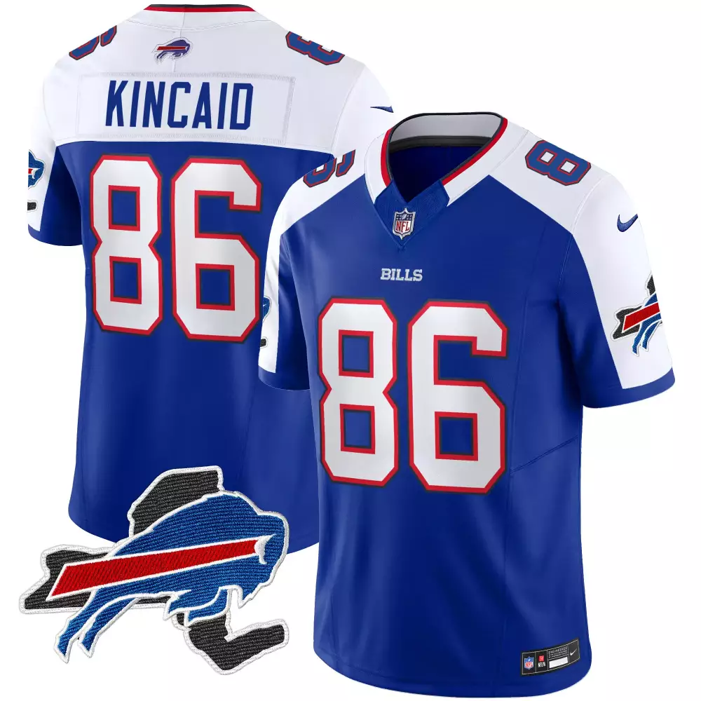 Dalton Kincaid 86 Bills Jersey Royal Blue Men Player White Red All Stitched Vapor