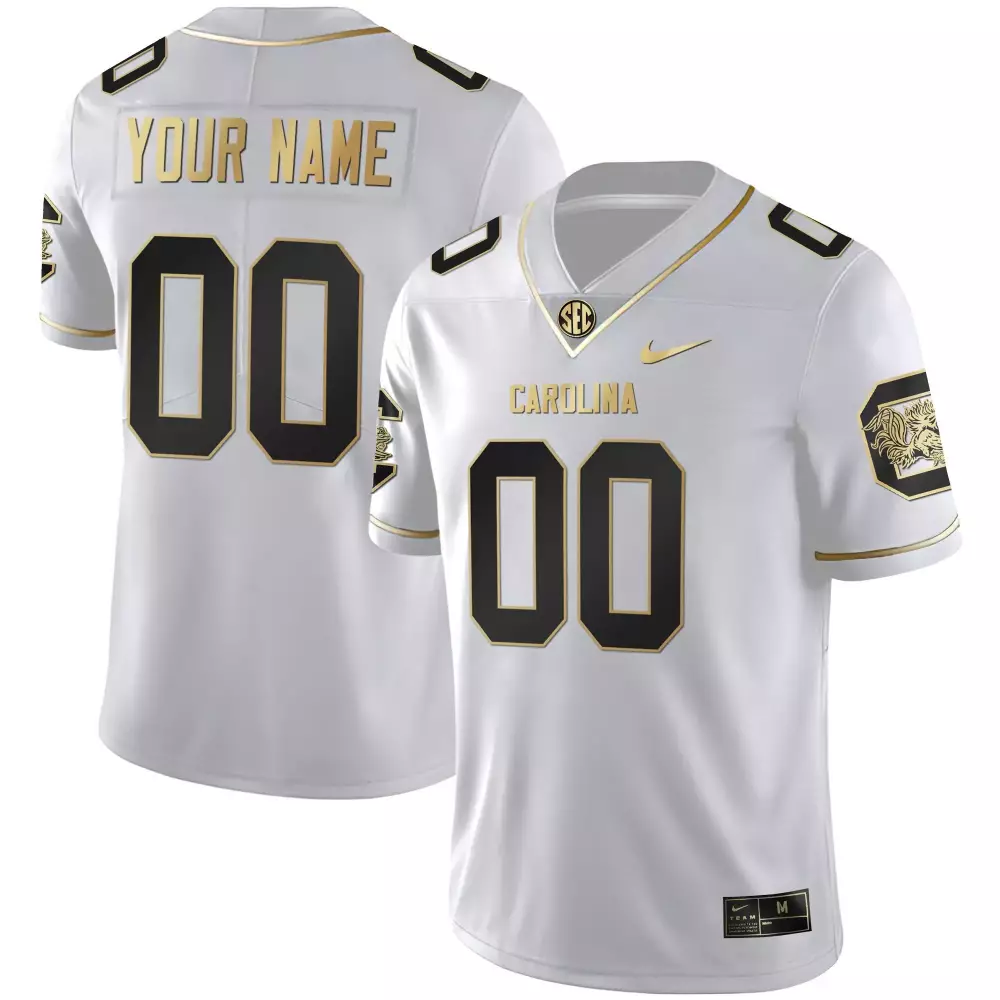 Custom South Carolina Gamecocks Jersey White Nil Men Black Gold All Stitched Limited