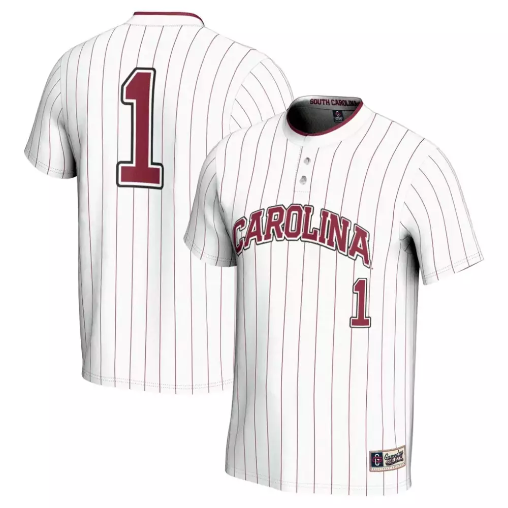 Custom South Carolina 1 Jersey White Men Maroon Gameday Unisex