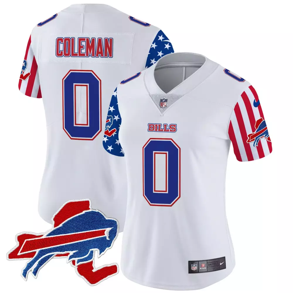 Keon Coleman Buffalo Bills Jersey White Stars And Stripes Women Player Alternate