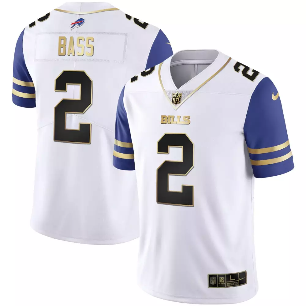 Tyler Bass 2 Bills Jersey White Men Player Blue Gold Alternate Vapor Limited All
