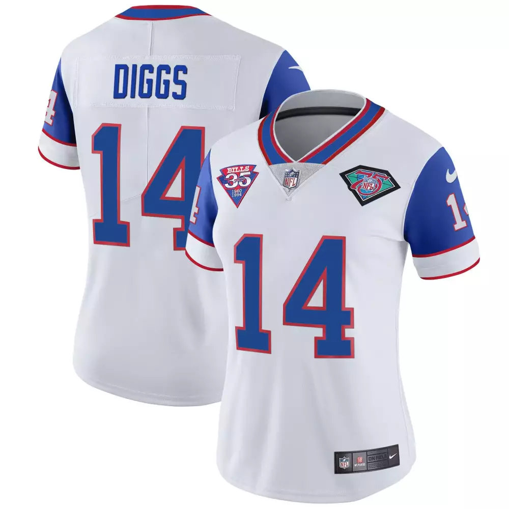 Stefon Diggs 14 Buffalo Bills Jersey White 35th Anniversary 1960-1994 75th Women