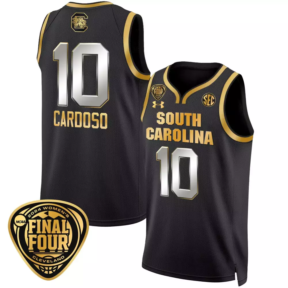 Kamilla Cardoso 10 South Carolina Jersey Black 2024 Women's Final Four Cleveland