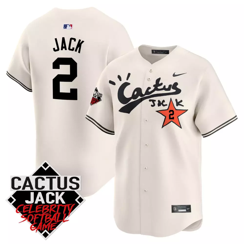 Travis Jack 2 Jersey Cream Cactus Celebrity Softball Game Black Red White Stitched
