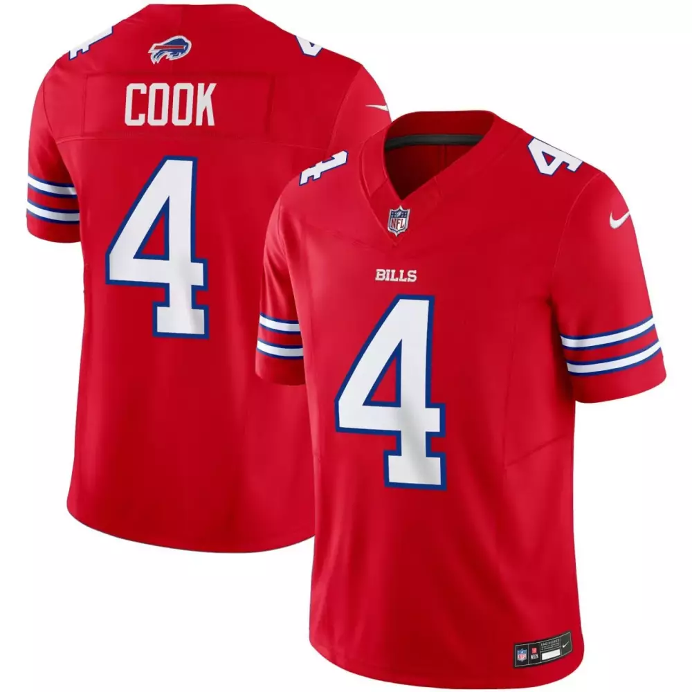 James Cook 4 Bills Jersey Red Men White Blue Stitched