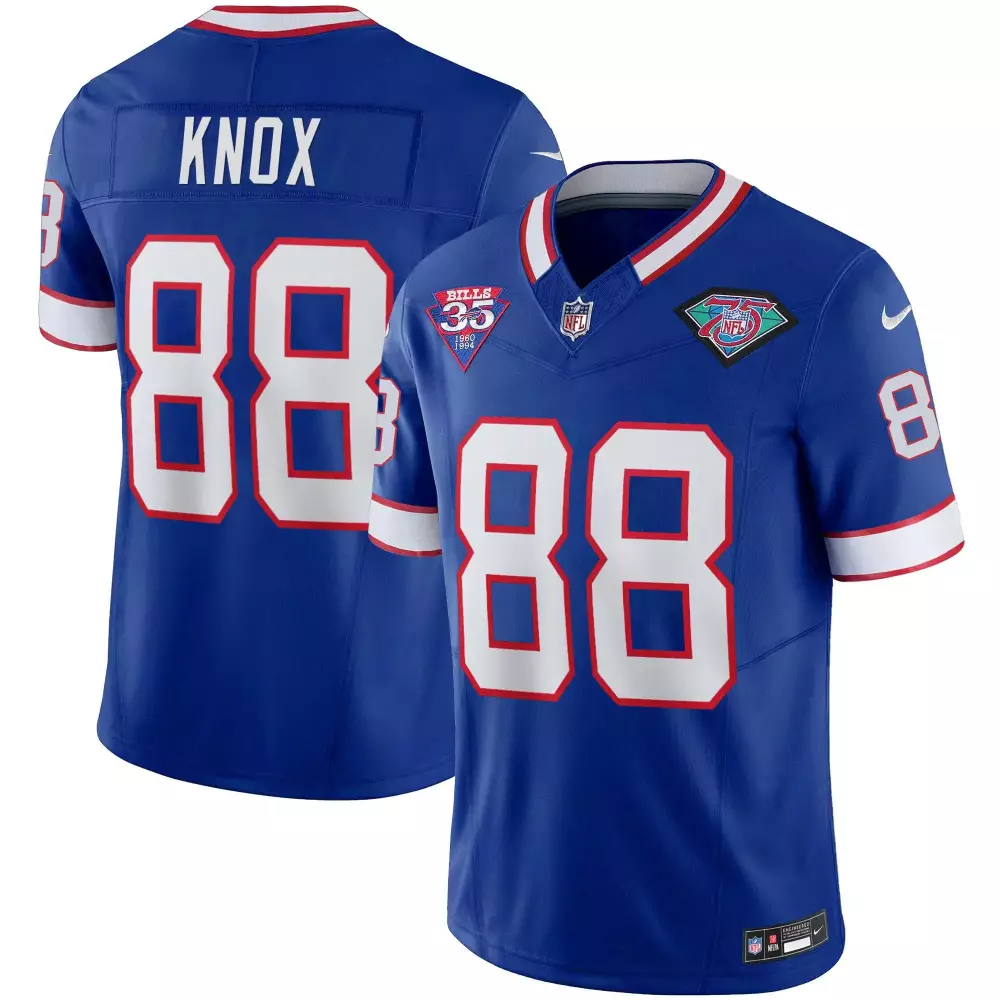 Dawson Knox 88 Bills Jersey Royal Blue 75th Anniversary 35th Men White Red Throwback