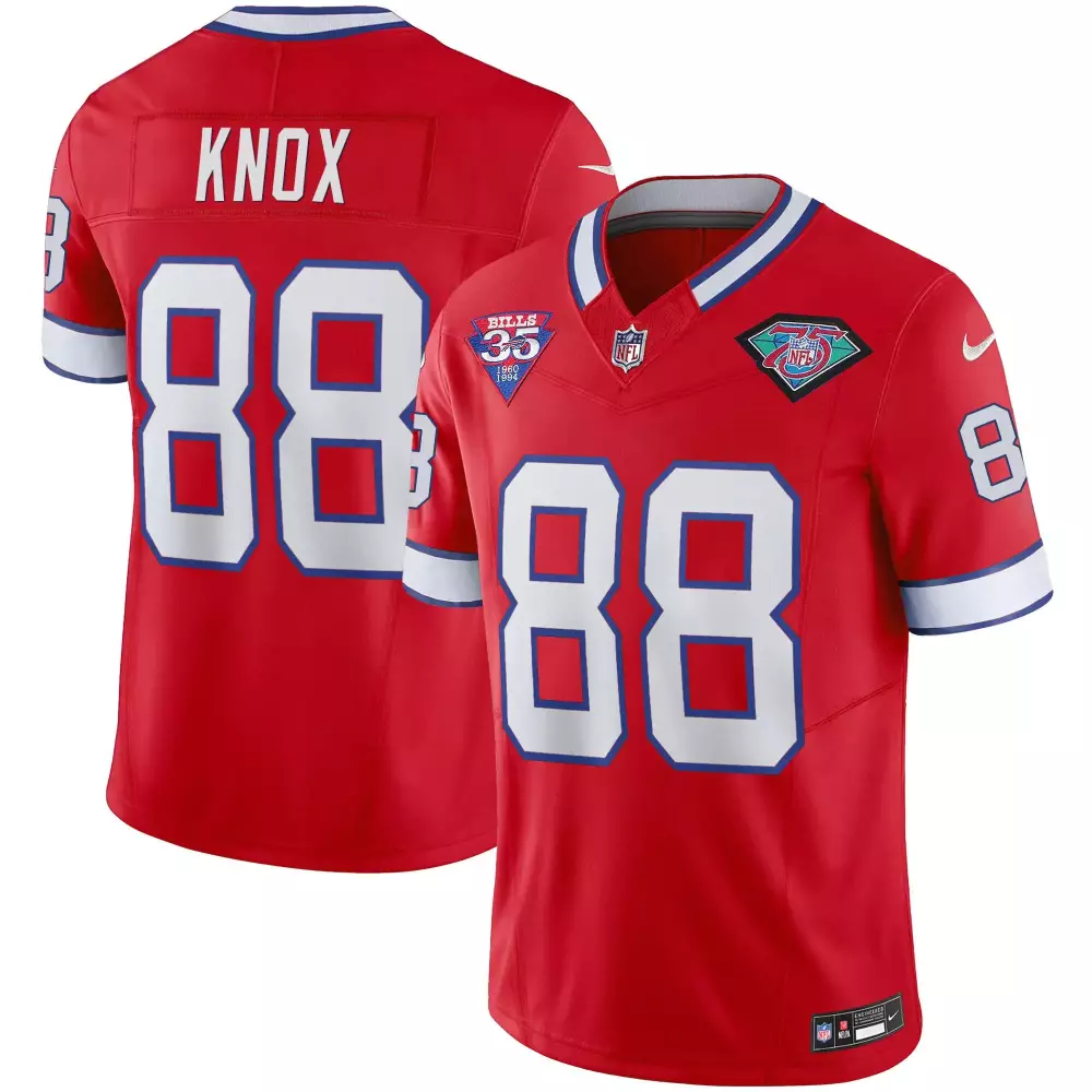 Dawson Knox 88 Buffalo Bills Jersey Red 75th Anniversary 35th 1960-1994 Men Authentic