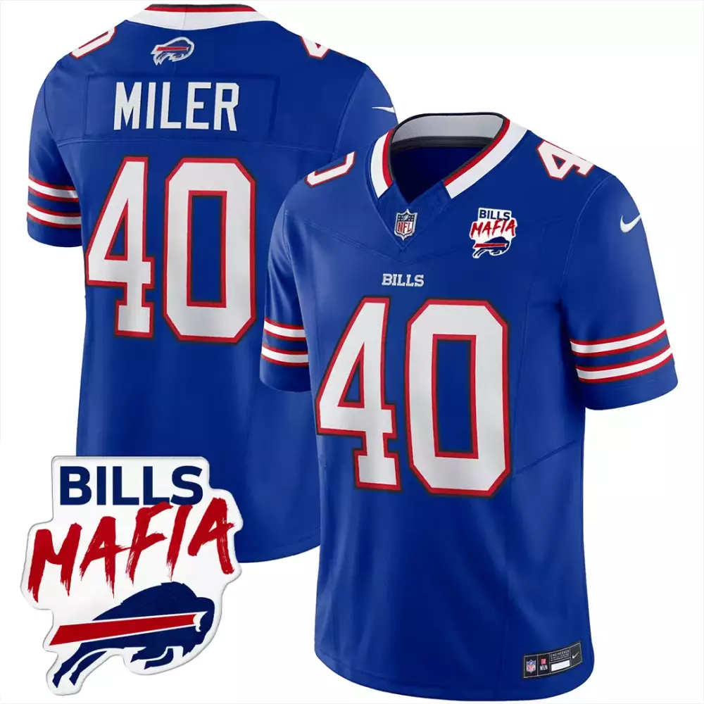 Von Miller 40 Bills Jersey Royal Blue Mafia Men Replica White Red All Stitched Vapor