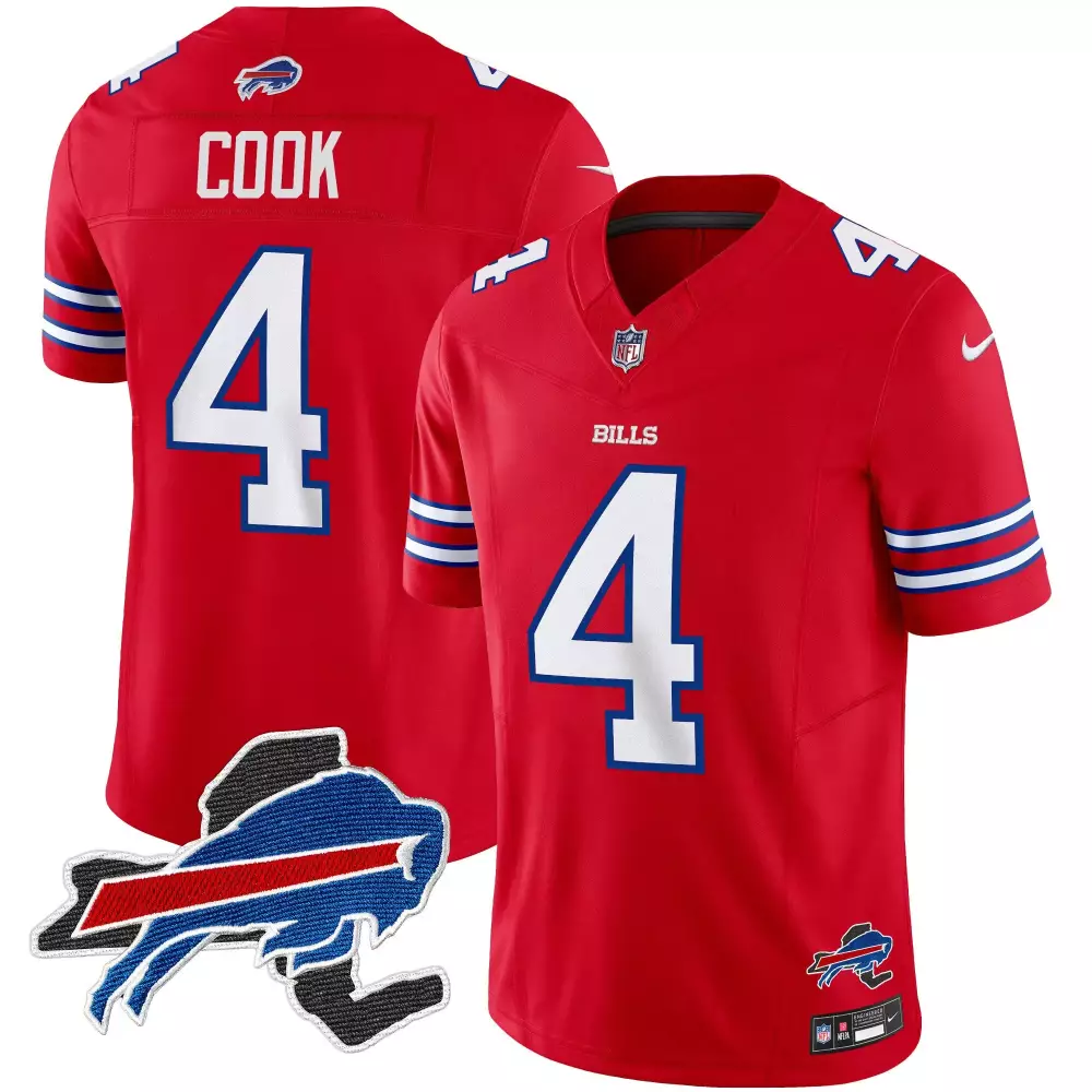 James Cook 4 Bills Jersey Red Buffalo Men Apparel White Blue Vapor Limited All Stitched
