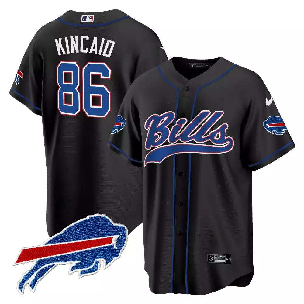 Dalton Kincaid 86 Buffalo Bills Jersey Black Men Blue White All Stitched Vapor