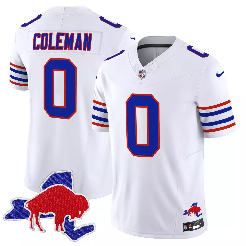 Keon Coleman Buffalo Bills Jersey White Bisons Men Blue Red Throwback Vapor Limited
