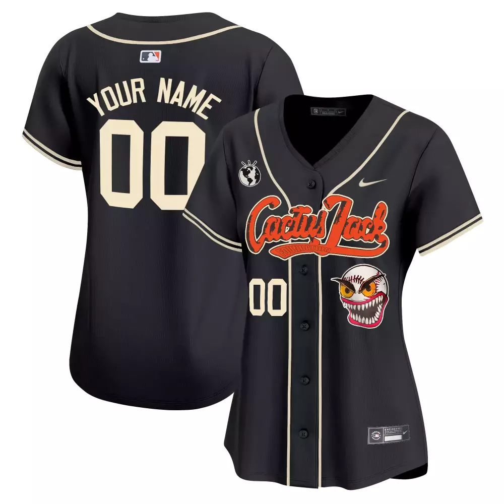 Custom Cactus Jack Jersey Black Earth Graphic Monster Women Cream Orange All Stitched