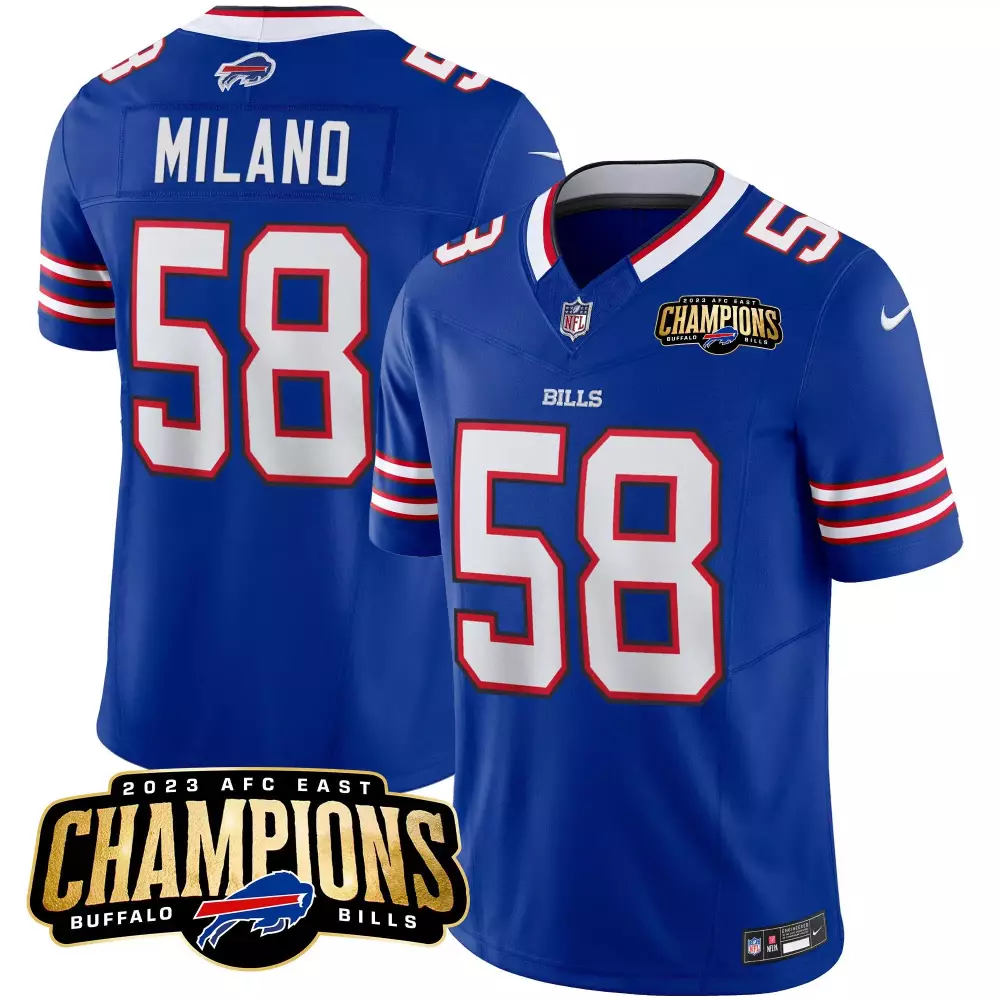 Matt Milano 58 Buffalo Bills Jersey Royal Blue 2023 AFC East Champions Men Authentic