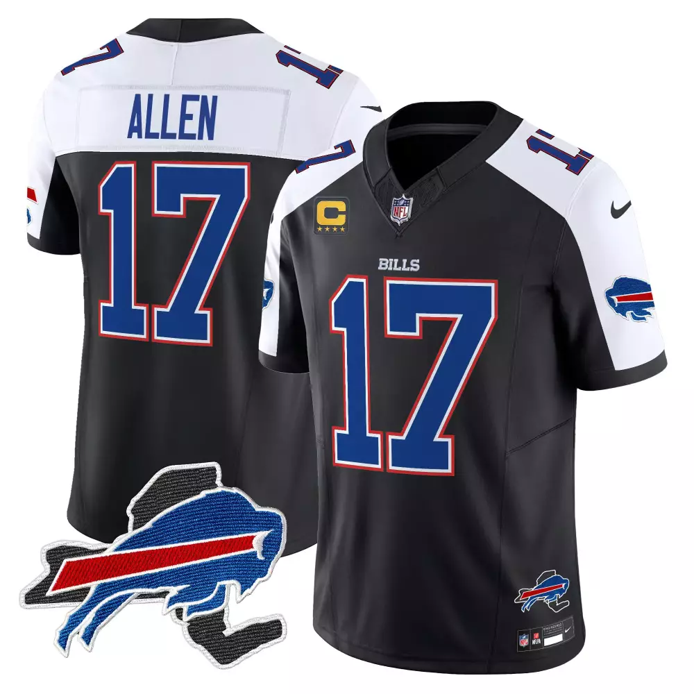 Allen 17 Buffalo Bills Jersey Black Men Replica Alternate White Blue Red Vapor Limited
