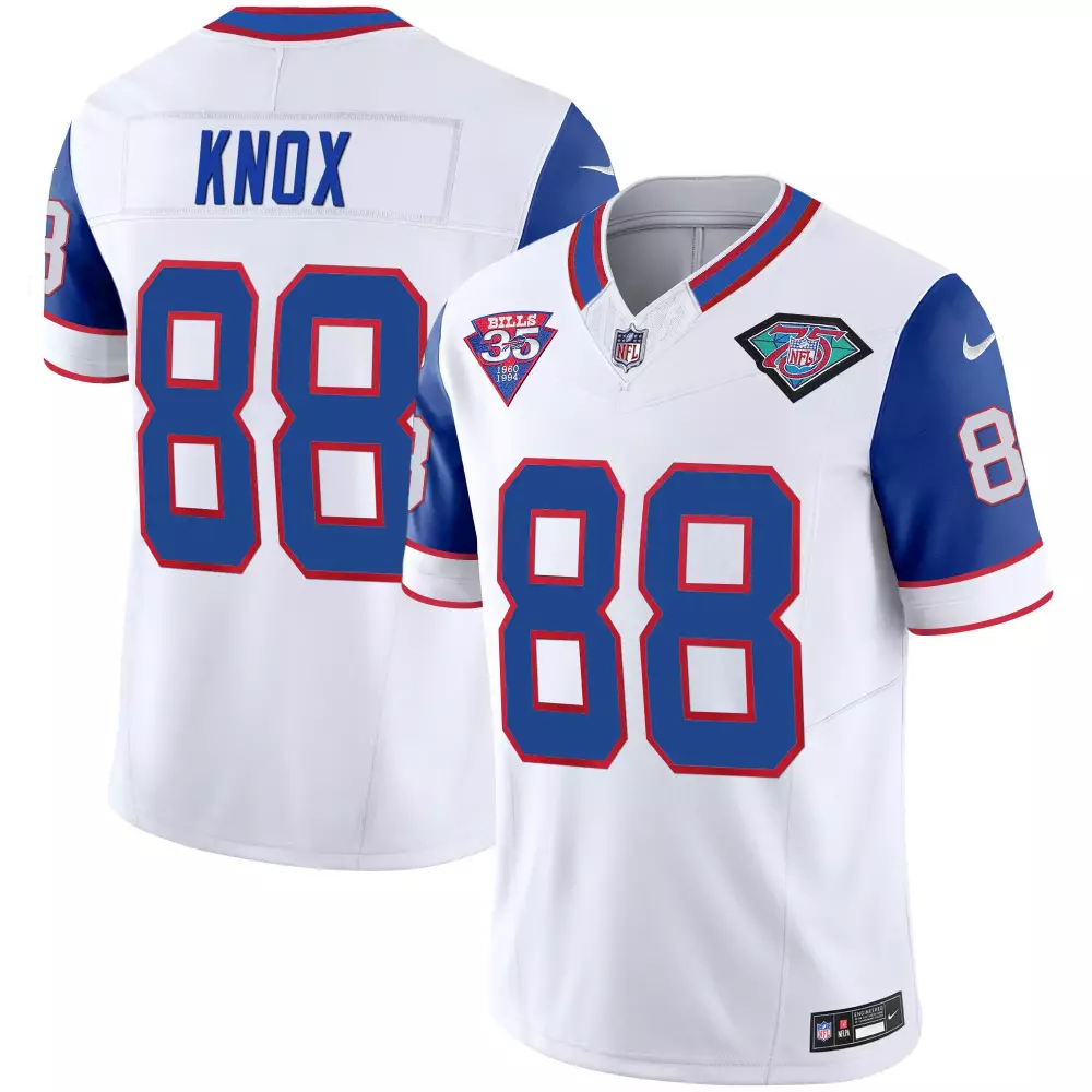 Dawson Knox 88 Bills Jersey White 75th Anniversary 35th 1960-1995 Men NFL Alternate