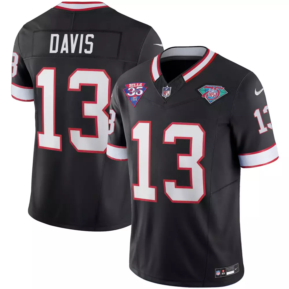 Ray Davis 13 Bills Jersey Black 75th Anniversary 35th Men Standard White Red All