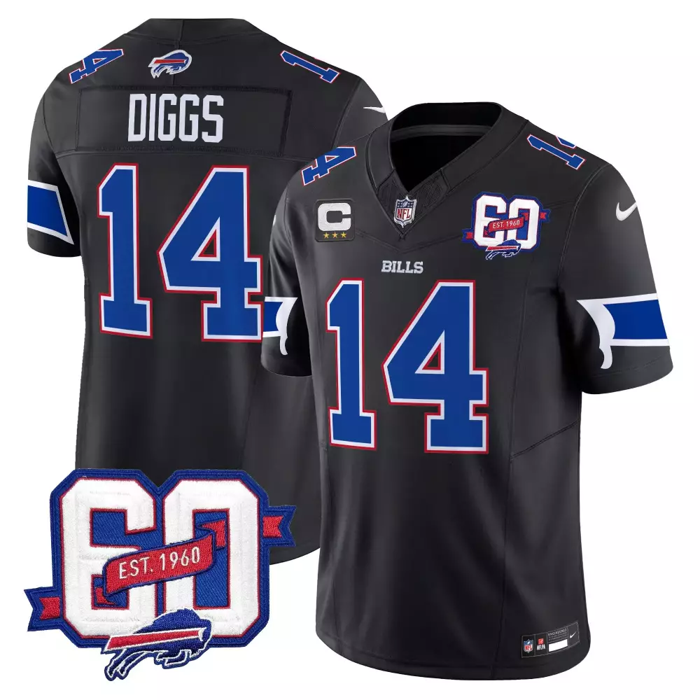 Stefon Diggs 14 Buffalo Bills Jersey Black 60th Anniversary Men Blue White Vapor