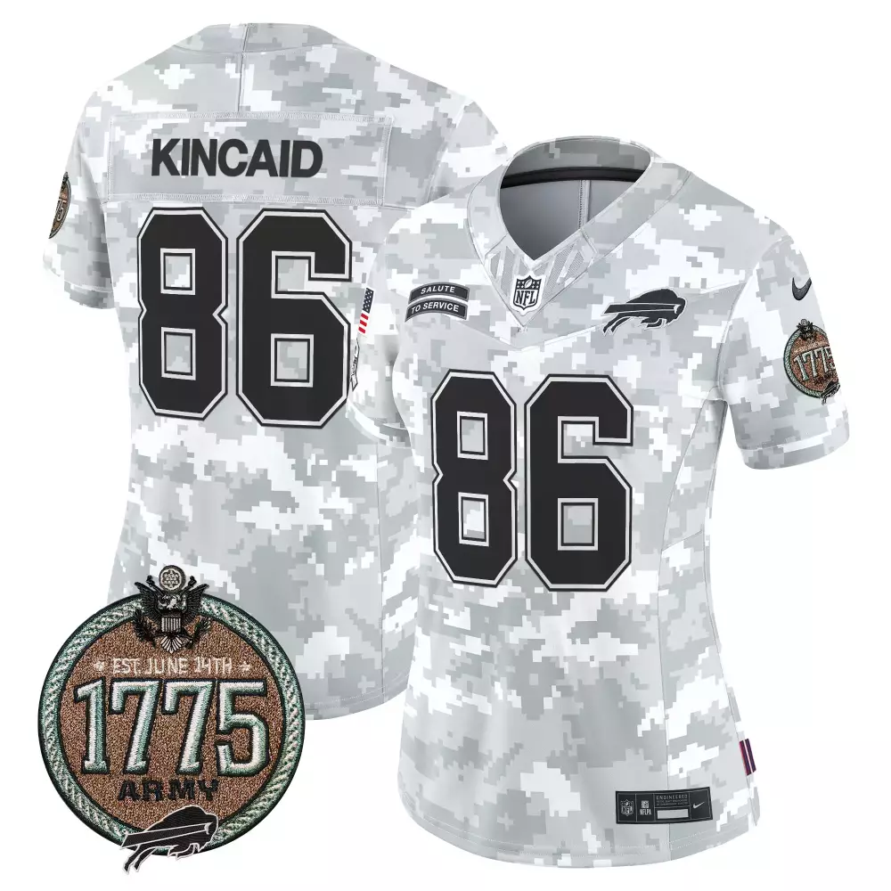 Kaela 86 Buffalo Bills Jersey White Salute To Service 1775 Army Women NFL Alternate