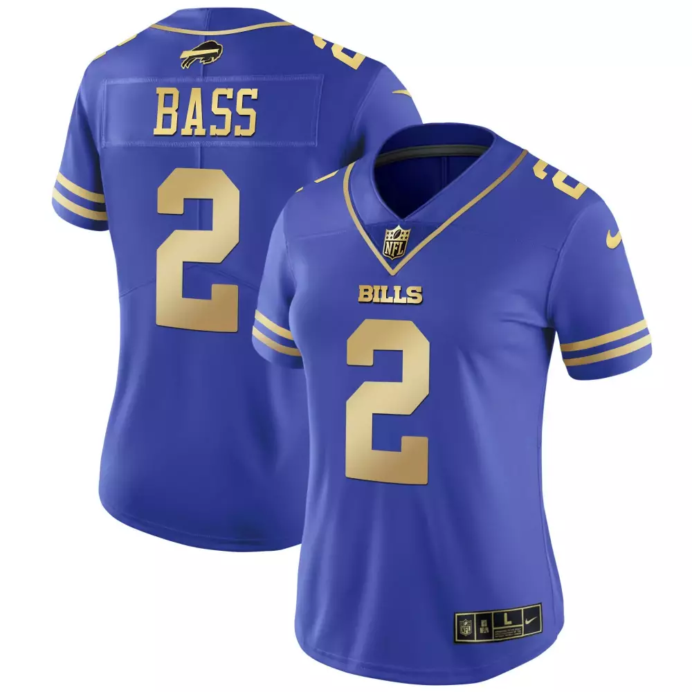 Tyler Bass 2 Buffalo Bills Jersey Royal Blue Women Replica Gold Vapor All Stitched