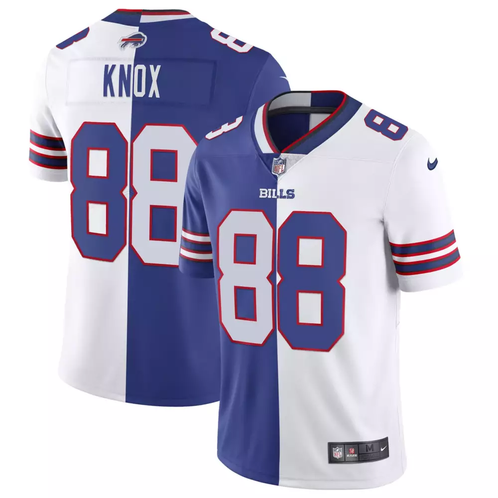 Dawson Knox 88 Bills Jersey White Men Split Design Blue Red All Stitched