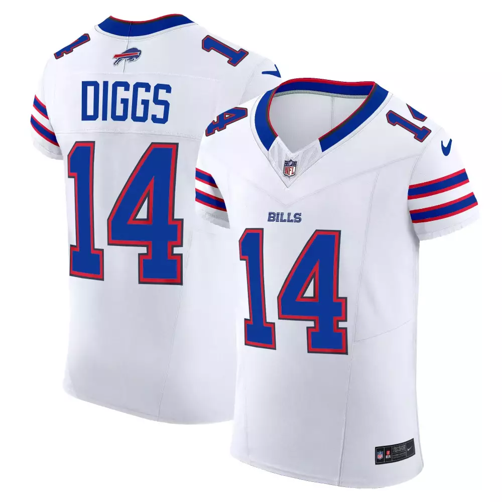 Stefon Diggs 14 Buffalo Bills Jersey White Men Authentic Blue Red Vapor Elite All