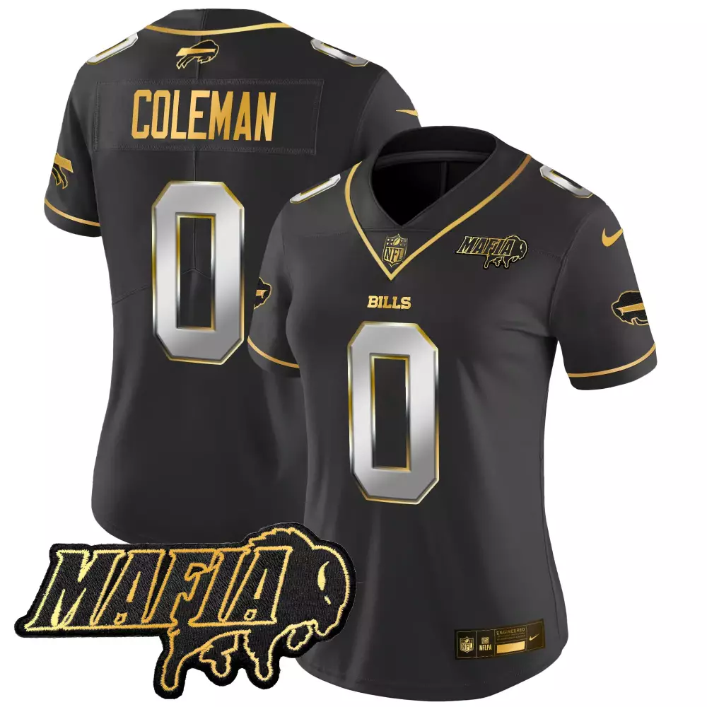 Keon Coleman Bills Jersey Black Mafia NFL Gold Silver Vapor Stitched