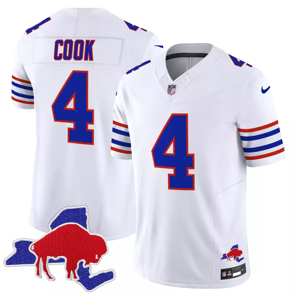 James Cook 4 Buffalo Bills Jersey White Men Alternate Blue Red Throwback Vapor Limited